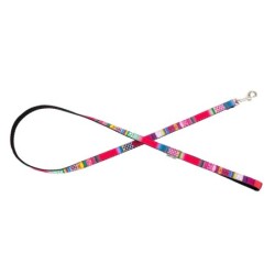 Smycz dla psa, różowa, wzór mozaika, taśma polipropylenowa, 16mm/120cm