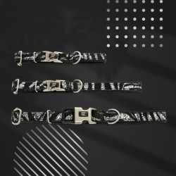 Obroża dla psa, Equilibre, Czarna Zebra, skórzana nikiel, S 13mm/25-40cm