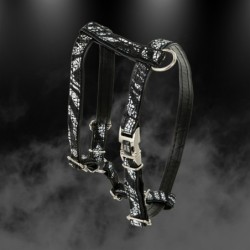 Szelki dla psa, Equilibre, Czarna Zebra, skórzane nikiel, S 13mm/ob. szyi 25-40cm ob. klatki 35-50cm