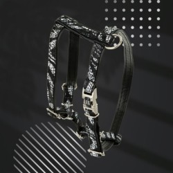 Szelki dla psa, Equilibre, Czarna Zebra, skórzane nikiel, S 13mm/ob. szyi 25-40cm ob. klatki 35-50cm