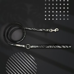 Smycz dla psa, Equilibre, Czarna Zebra, skórzana nikiel, 13mm/120cm