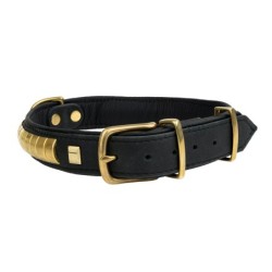 Obroża dla psa, wzór exclusive gold, skóra natłuszczana, 35MM/65CM czarna