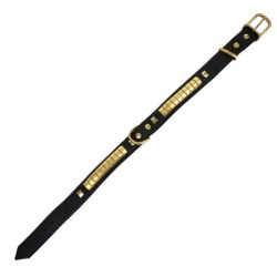 Obroża dla psa, wzór exclusive gold, skóra natłuszczana, 35MM/65CM czarna