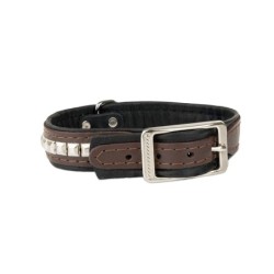 Obroża dla psa, wzór kostki, 25MM/56CM brązowa