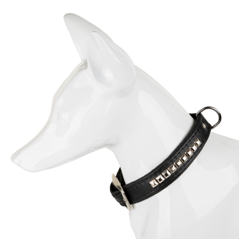 Obroża dla psa, wzór kostki, 25MM/56CM czarna