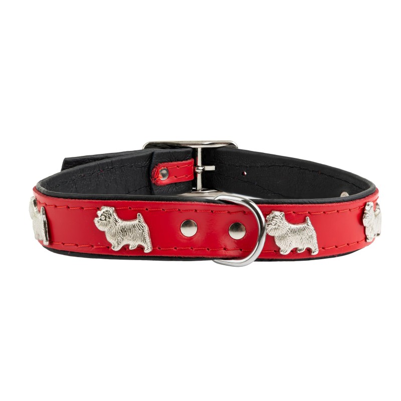 Obroża dla psa, wzór pieski westy, 20MM/45CM czerwona