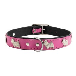 Obroża dla psa, wzór pieski westy, 20MM/45CM różowa