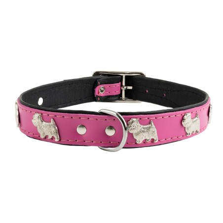 Obroża dla psa, wzór pieski westy, 20MM/45CM różowa