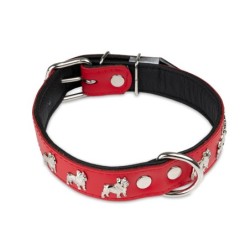 Obroża dla psa, wzór super bulldog franciski, 30MM/45CM czerwono/czarna