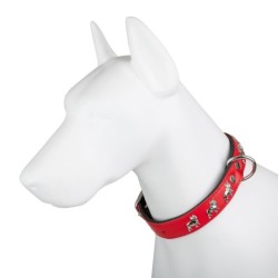 Obroża dla psa, wzór super bulldog franciski, 30MM/45CM czerwono/czarna