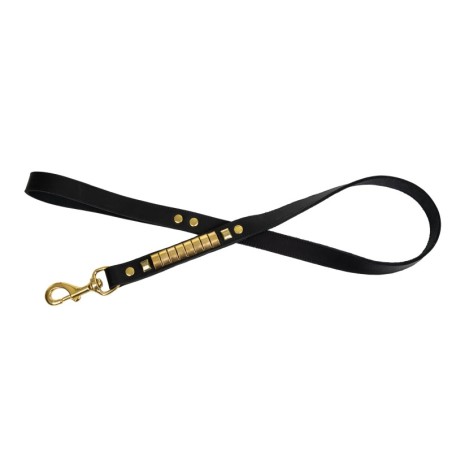 Smycz dla psa, wzór exclusive gold, skóra natłuszczana, 35MM/120CM czarna