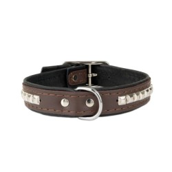 Obroża dla psa, wzór kostki, 16MM/35CM brązowa