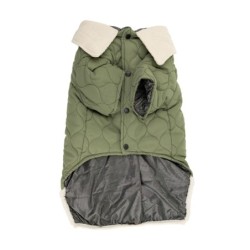 Kurtka, dla psa, zielona, z kołnierzykiem, pikowana, rozmiar L, 45