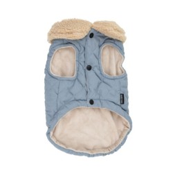 Kurtka, dla psa, niebieska, pikowana, naszywka miś, rozmiar  2XL, 55