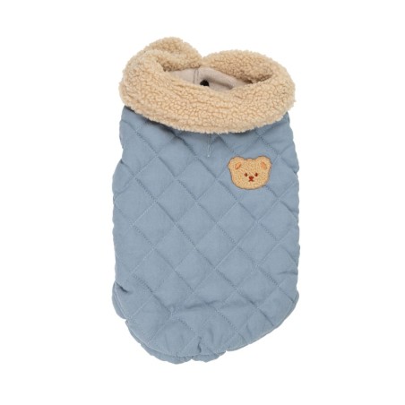 Kurtka, dla psa, niebieska, pikowana, naszywka miś, rozmiar  3XL, 60