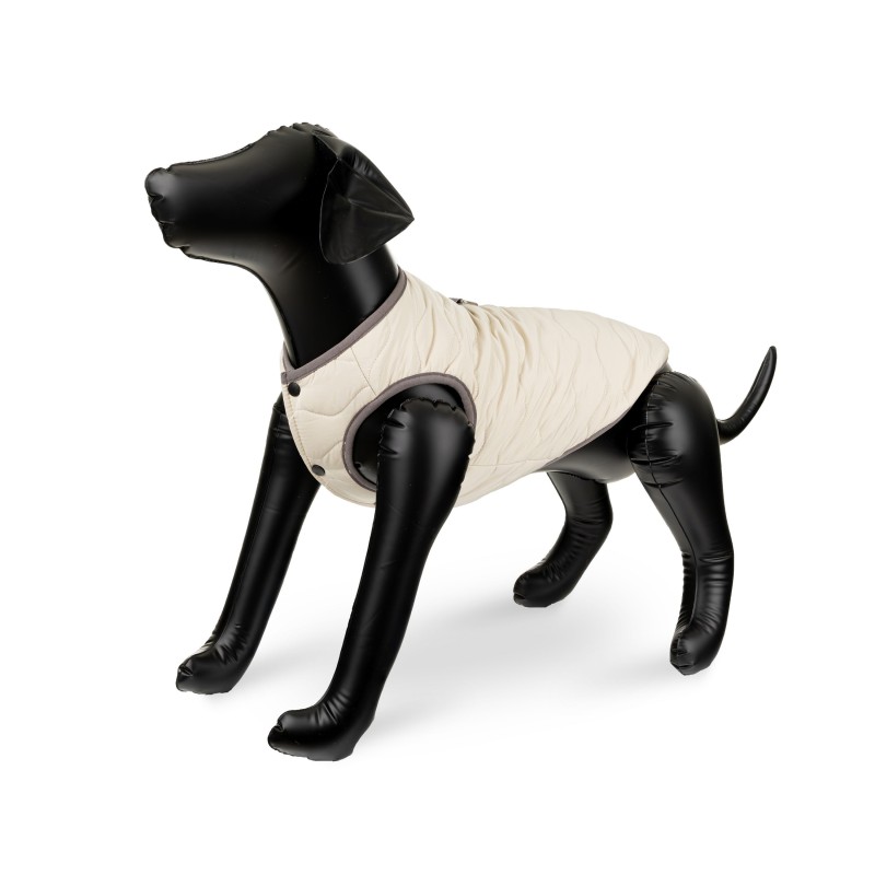 Kurtka, dla psa, beżowa, szare wykończenia, pikowana, rozmiar  M, 40