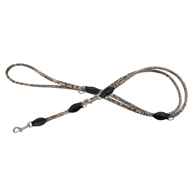 Smycz dla psa, wzór  CHEETAH, regulowana okrągła  12mm /220cm