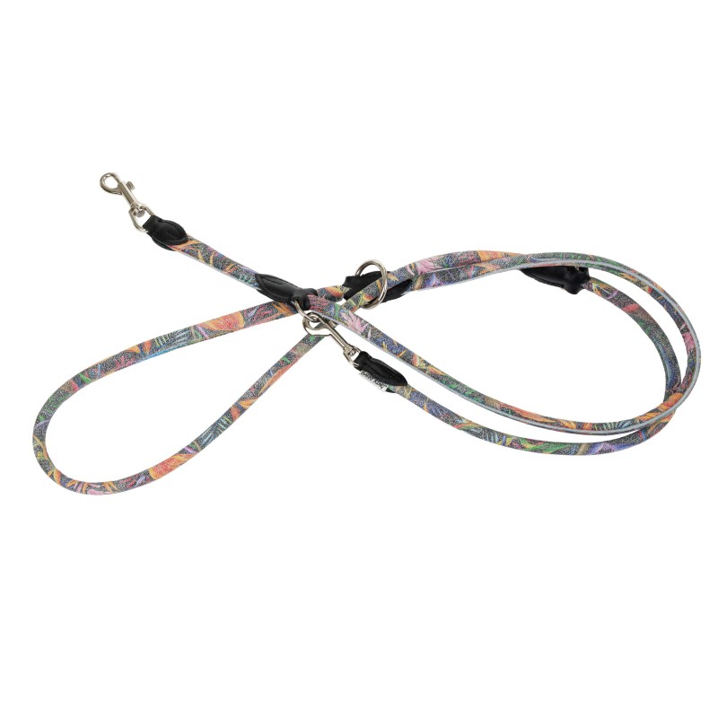 Smycz dla psa, wzór  LA FLEUR, regulowana okrągła  12mm /220cm
