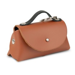 Torebka skórzana do woreczków na odchody, koniak