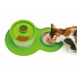 Podkładka silikonowa z miską, zielona, 46 x 29cm