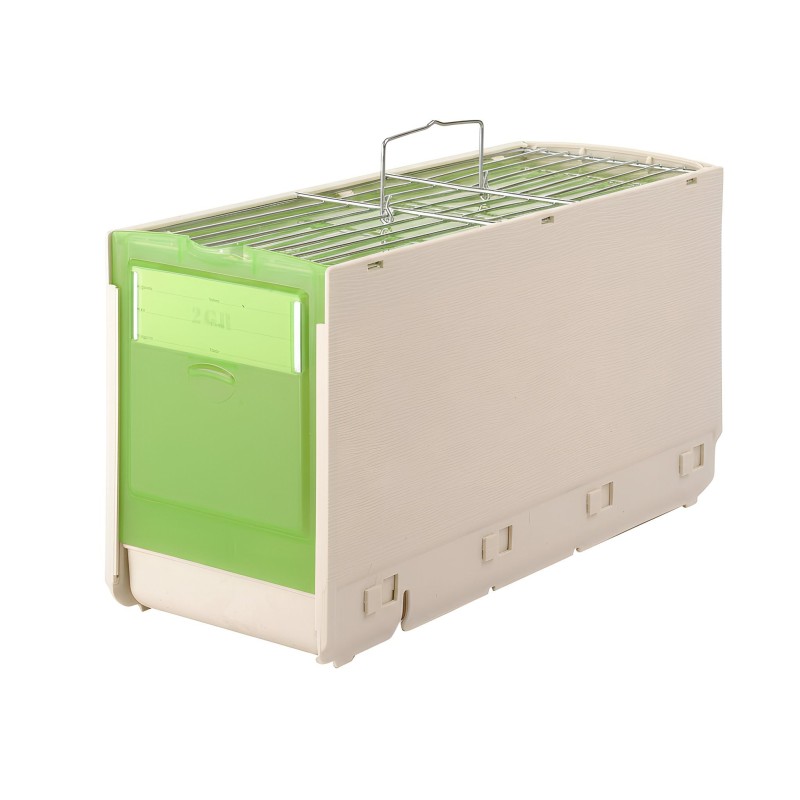 Secondino Maxi, transporter dla ptaków, beżowo-zielony,  31×11,5×wys16 cm, z miskami i żerdą