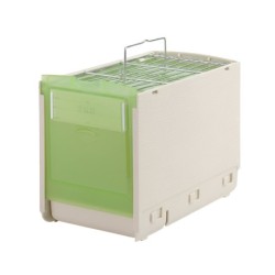 Secondino Medio, transporter dla ptaków, beżowo-zielony, 20x11xwys14 cm, z miskami i żerdą