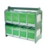Regał, z 8 transporterami, zielony, 48 x 22 x wys43 cm