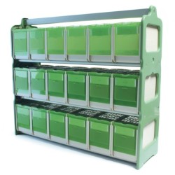 Regał, z 18 transporterami, zielony, 71x22xwys62 cm