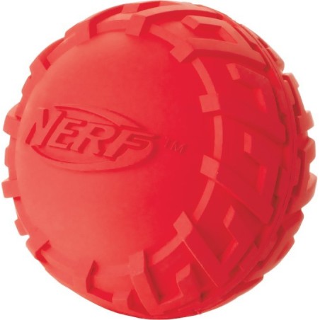 Gumowa piszcząca piłka z bieżnikiem NERF, M, zielona/czerwona