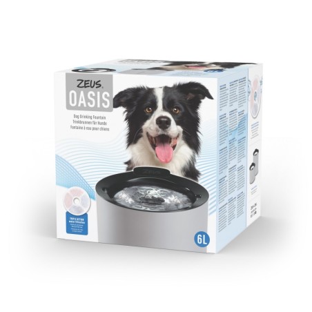 Zeus Oasis Fountain, fontanna dla psa, jasnoszara, 6l, 24x25 cm, USB