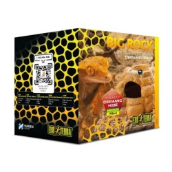 Big Rock, kryjówka z miską, do terrarium, ceramiczna, M, 15x18x11 cm, 75 ml