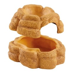 Big Rock, kryjówka z miską, do terrarium, ceramiczna, M, 15x18x11 cm, 75 ml