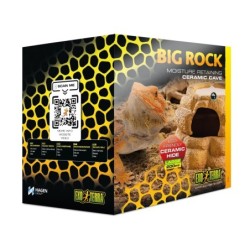 Big Rock, kryjówka z miską, do terrarium, ceramiczna, L, 25x28x16 cm, 200 ml