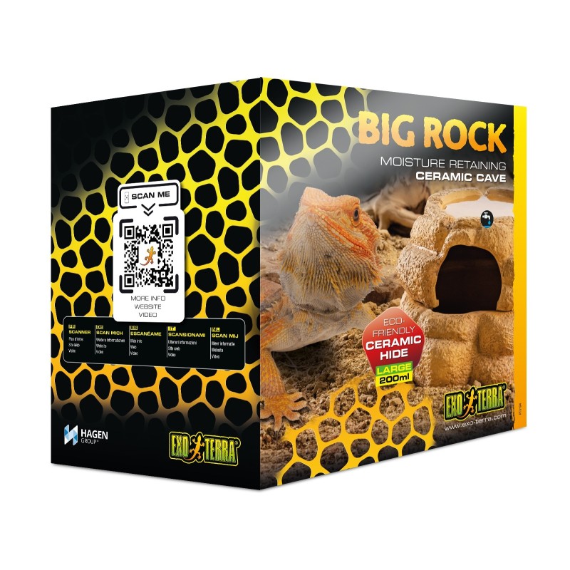 Big Rock, kryjówka z miską, do terrarium, ceramiczna, L, 25x28x16 cm, 200 ml