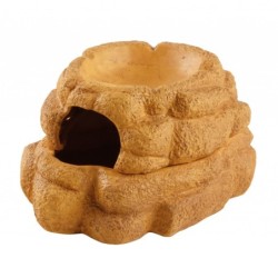 Big Rock, kryjówka z miską, do terrarium, ceramiczna, L, 25x28x16 cm, 200 ml