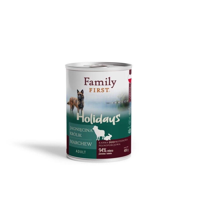 Puszka dla psa, JAGNIĘCINA/KRÓLIK/MARCHEW, adult, duoproteina, 400 g