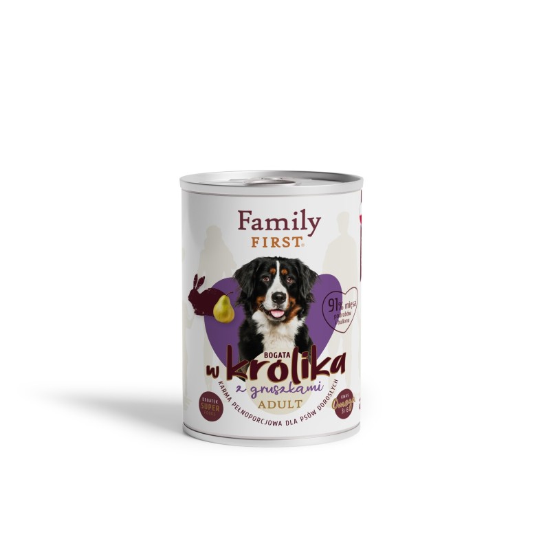 Puszka dla psa, BOGATA W KRÓLIKA, z gruszkami, adult, 400 g