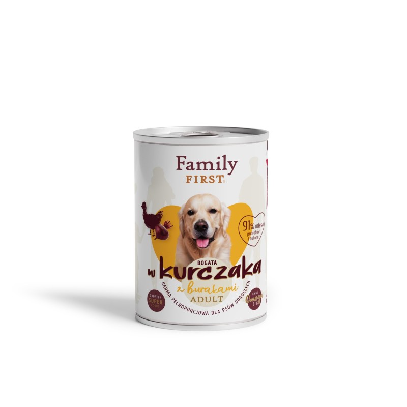Puszka dla psa, BOGATA W KURCZAKA, z burakami, adult, 400 g