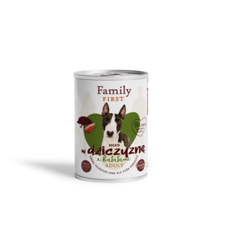 Puszka dla psa, BOGATA W DZICZYZNĘ, z batatami, adult, 400 g