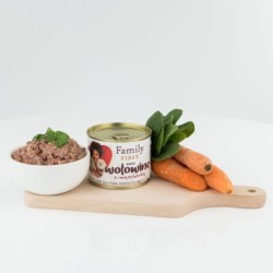 Puszka dla psa, BOGATA W WOŁOWINĘ, z marchewką, małe rasy, 200 g