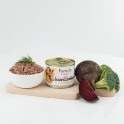 Puszka dla psa, BOGATA W KURCZAKA, z burakami, małe rasy, 200 g