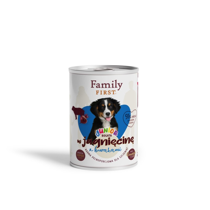 Puszka dla psa, BOGATA W JAGNIĘCINĘ, z burakami, junior, 400 g