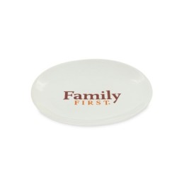 Talerzyk, dla kota, biały, nadruk Family First, ceramiczny 18x15cm