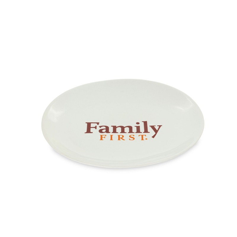 Talerzyk, dla kota, biały, nadruk Family First, ceramiczny 18x15cm