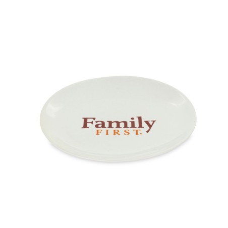 Talerzyk, dla kota, biały, nadruk Family First, ceramiczny 18x15cm