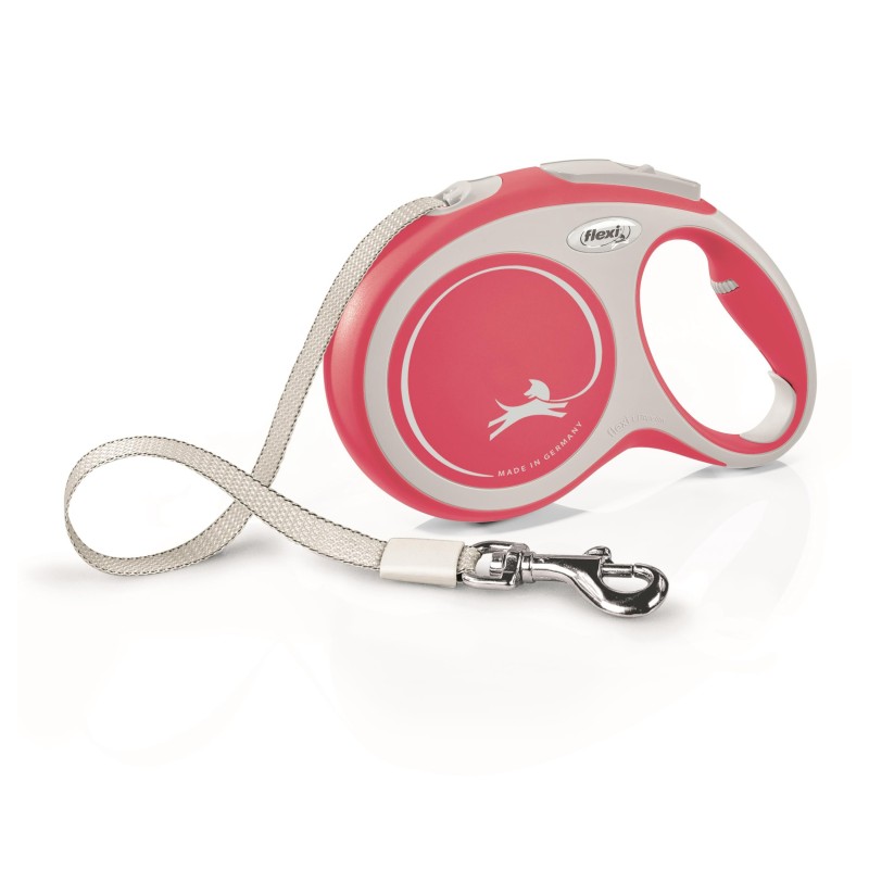 New Comfort, smycz automatyczna dla psa, czerwona, L, 8m, taśma