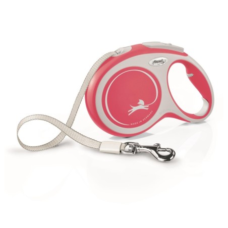 New Comfort, smycz automatyczna dla psa, czerwona, L, 8m, taśma