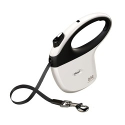 One for All, smycz automatyczna, dla psa, biało/czarna, M, 5m, taśma
