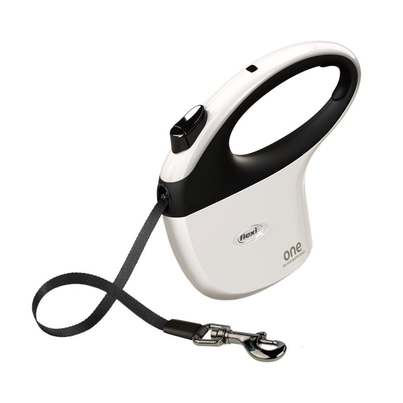 One for All, smycz automatyczna, dla psa, biało/czarna, M, 5m, taśma