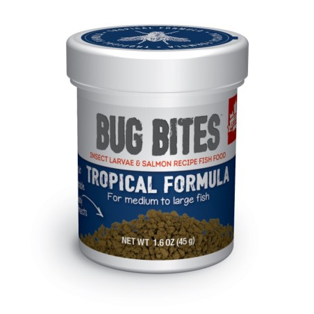 Bug Bites Tropical Formula, pokarm dla ryb tropikalnych, M/L, granulat, 45g